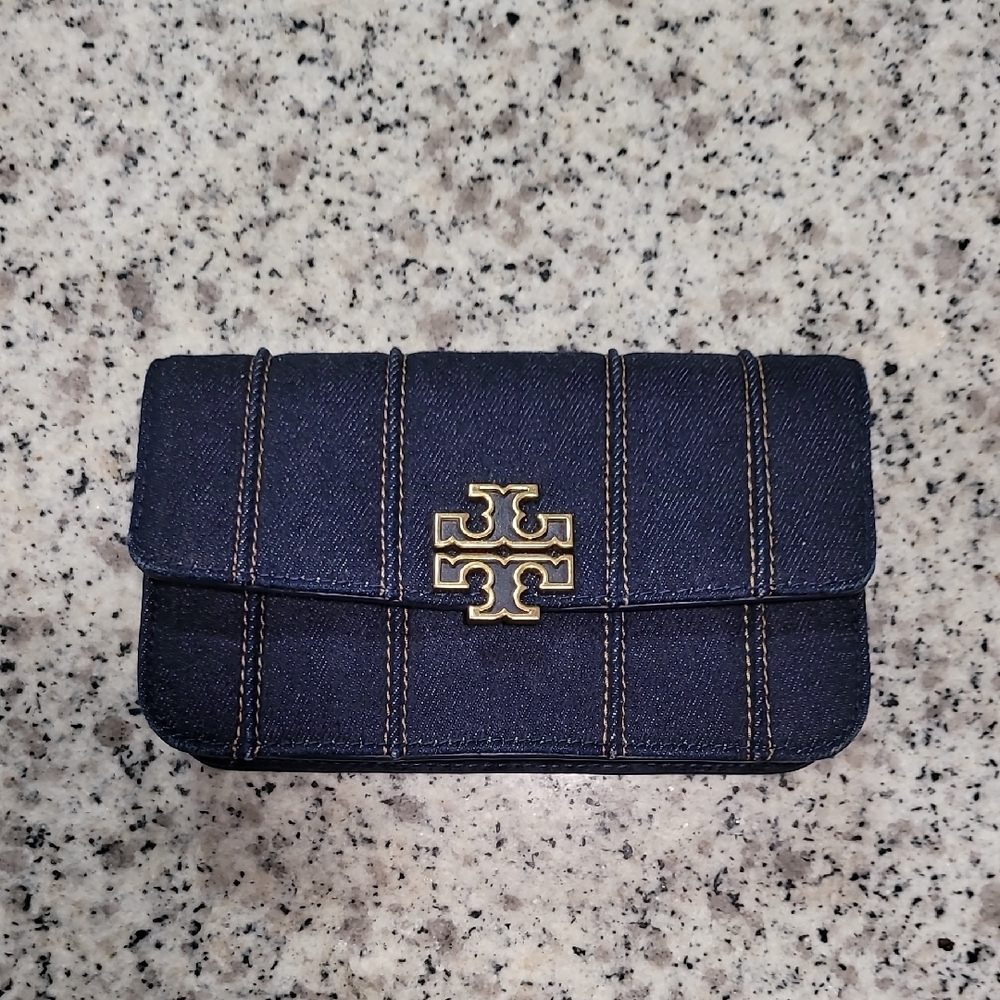Tory Burch Tory Navy Denim Clutch Bag
